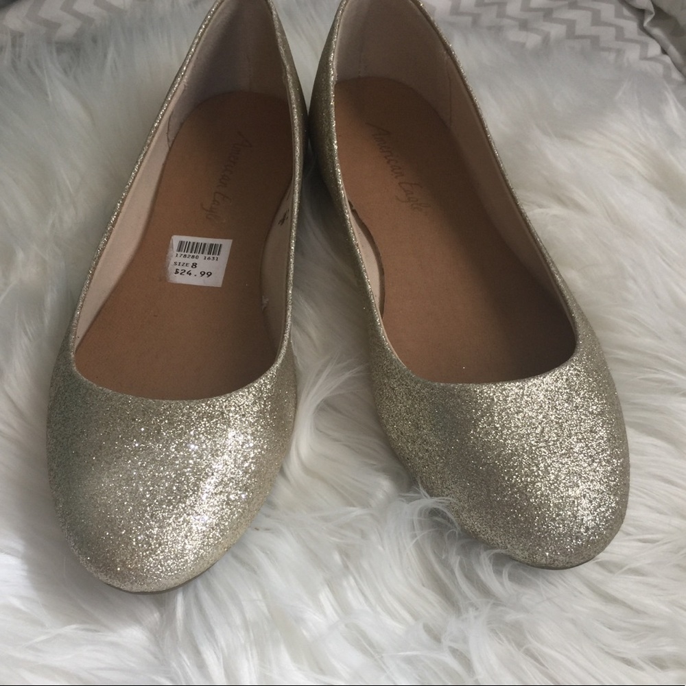 American Eagle Sparkly Gold Flats